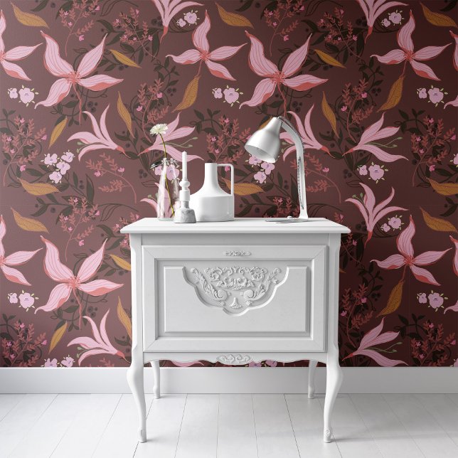 ヴィンテージ植物性フローラ壁紙ピール&スティック 壁紙 (クリエイターアップロード済み)