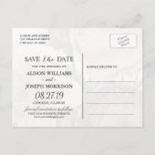 ヴィンテージ植物性フローラ結婚式の日付を保存 案内ポストカード (裏面)