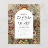 ヴィンテージ植物性ブルゴーニュフローラ結婚式の招待 (正面)