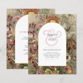 ヴィンテージ植物性ブルゴーニュフローラ結婚式の招待