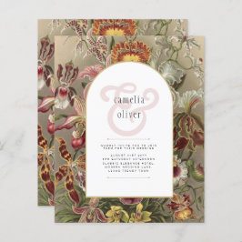 ヴィンテージ植物性ブルゴーニュフローラ結婚式の招待