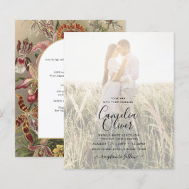 ヴィンテージ植物性ブルゴーニュフローラ結婚式の招待