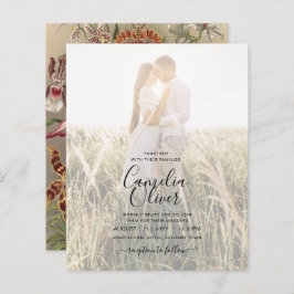 ヴィンテージ植物性ブルゴーニュフローラ結婚式の招待