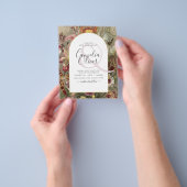 ヴィンテージ植物性ブルゴーニュフローラ結婚式の招待 チラシ (手)