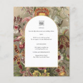 ヴィンテージ植物性ブルゴーニュフローラ結婚式の招待 チラシ (裏面)
