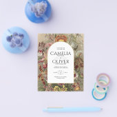 ヴィンテージ植物性ブルゴーニュフローラ結婚式の招待 チラシ (シングル)