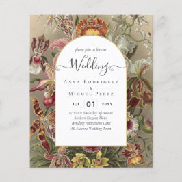 ヴィンテージ植物性ブルゴーニュフローラ結婚式の招待 チラシ