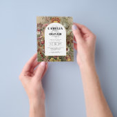 ヴィンテージ植物性ブルゴーニュフローラ結婚式の招待 チラシ (手)