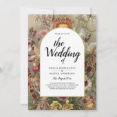 ヴィンテージ植物性ブルゴーニュフローラ結婚式の招待 招待状 (正面)