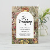 ヴィンテージ植物性ブルゴーニュフローラ結婚式の招待 招待状 (スタンド正面)