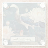 ヴィンテージ植物性ブルークレーンのカスタマイズ ガラスコースター (裏面)