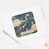 ヴィンテージ植物性ブルークレーンのカスタマイズ スクエアシール (封筒)