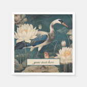 ヴィンテージ植物性ブルークレーンのカスタマイズ スタンダードカクテルナプキン (正面)