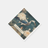 ヴィンテージ植物性ブルークレーンのカスタマイズ スタンダードカクテルナプキン (角)