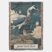 ヴィンテージ植物性ブルークレーンのカスタマイズ スローブランケット (正面縦)