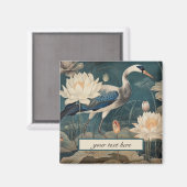 ヴィンテージ植物性ブルークレーンのカスタマイズ マグネット (正面/裏面)