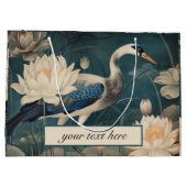 ヴィンテージ植物性ブルークレーンのカスタマイズ ラージペーパーバッグ (裏面)