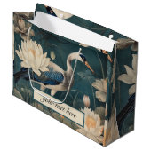 ヴィンテージ植物性ブルークレーンのカスタマイズ ラージペーパーバッグ (正面アングル)