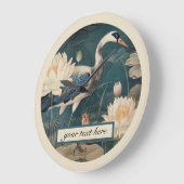 ヴィンテージ植物性ブルークレーンのカスタマイズ ラージ壁時計 (傾斜)