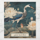 ヴィンテージ植物性ブルークレーンのカスタマイズ ワインラベル (シングルラベル)