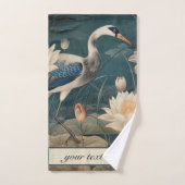 ヴィンテージ植物性ブルークレーン、カスタマイズ可能 バスタオルセット (ハンドタオル)