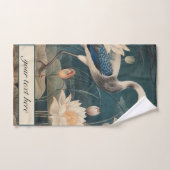 ヴィンテージ植物性ブルークレーン、カスタマイズ可能 バスタオルセット (ハンドタオル)