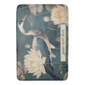 ヴィンテージ植物性ブルークレーン、カスタマイズ可能 バスマット (正面縦)