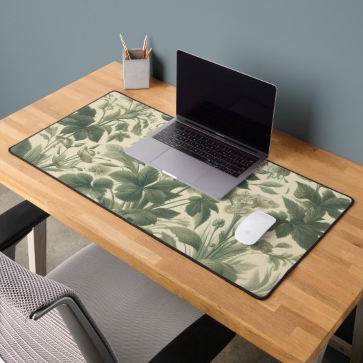 ヴィンテージ植物性プリントイングリーントーン デスクマット (オフィス2)