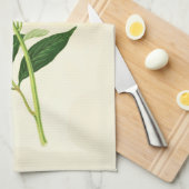 ヴィンテージ植物性プリントコーラルピンク牡丹 キッチンタオル (四つ折り)