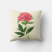 ヴィンテージ植物性プリントコーラルピンク牡丹 クッション (裏面)