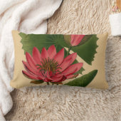 ヴィンテージ植物性プリントピンクウォーターリリーロータス ランバークッション (ブランケット)