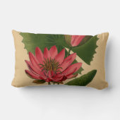 ヴィンテージ植物性プリントピンクウォーターリリーロータス ランバークッション (裏面)