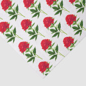 ヴィンテージ植物性プリント、深いレッド牡丹 薄葉紙 (詳細)