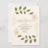 ヴィンテージ植物性ベビーシャワー 招待状 (正面)