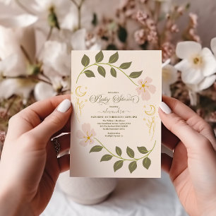 ヴィンテージ植物性ベビーシャワー 招待状