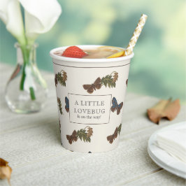 ヴィンテージ植物性ラブバグ赤ちゃんシャワー 紙コップ