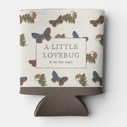 ヴィンテージ植物性ラブバグ赤ちゃんシャワー 缶クーラー (正面)