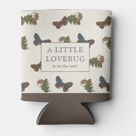 ヴィンテージ植物性ラブバグ赤ちゃんシャワー 缶クーラー (正面)