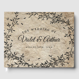 ヴィンテージ植物性リース結婚ズ ゲストブック