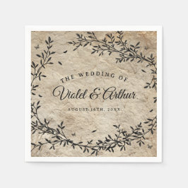 ヴィンテージ植物性リース結婚ズ スタンダードカクテルナプキン