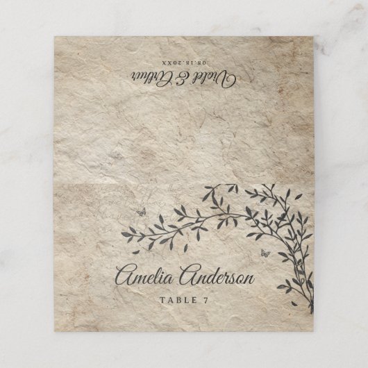 ヴィンテージ植物性リース結婚ズ プレイスカード (外部開封)