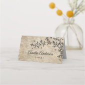 ヴィンテージ植物性リース結婚ズ プレイスカード (正面)