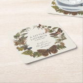 ヴィンテージ植物性小さな愛のバグ赤ちゃんシャワー スクエアペーパーコースター (アングル)