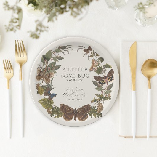 ヴィンテージ植物性小さな愛のバグ赤ちゃんシャワー ペーパープレート