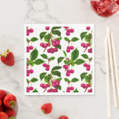 ヴィンテージ植物性明るい赤紫色ピンクさくらんぼプリント スタンダードランチョンナプキン (インサイチュ)