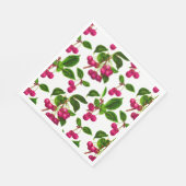 ヴィンテージ植物性明るい赤紫色ピンクさくらんぼプリント スタンダードランチョンナプキン (角)