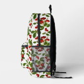 ヴィンテージ植物性明るい赤紫色ピンクさくらんぼプリント プリントバックパック (右)