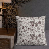 ヴィンテージ植物性秋ブラックキノコ クッション