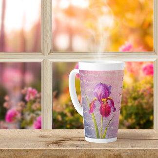 ヴィンテージ植物性虹彩花紫トーン カフェラテマグ