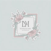 ヴィンテージ植物性QRコードカスタムビジネススクエアS シール (正面)